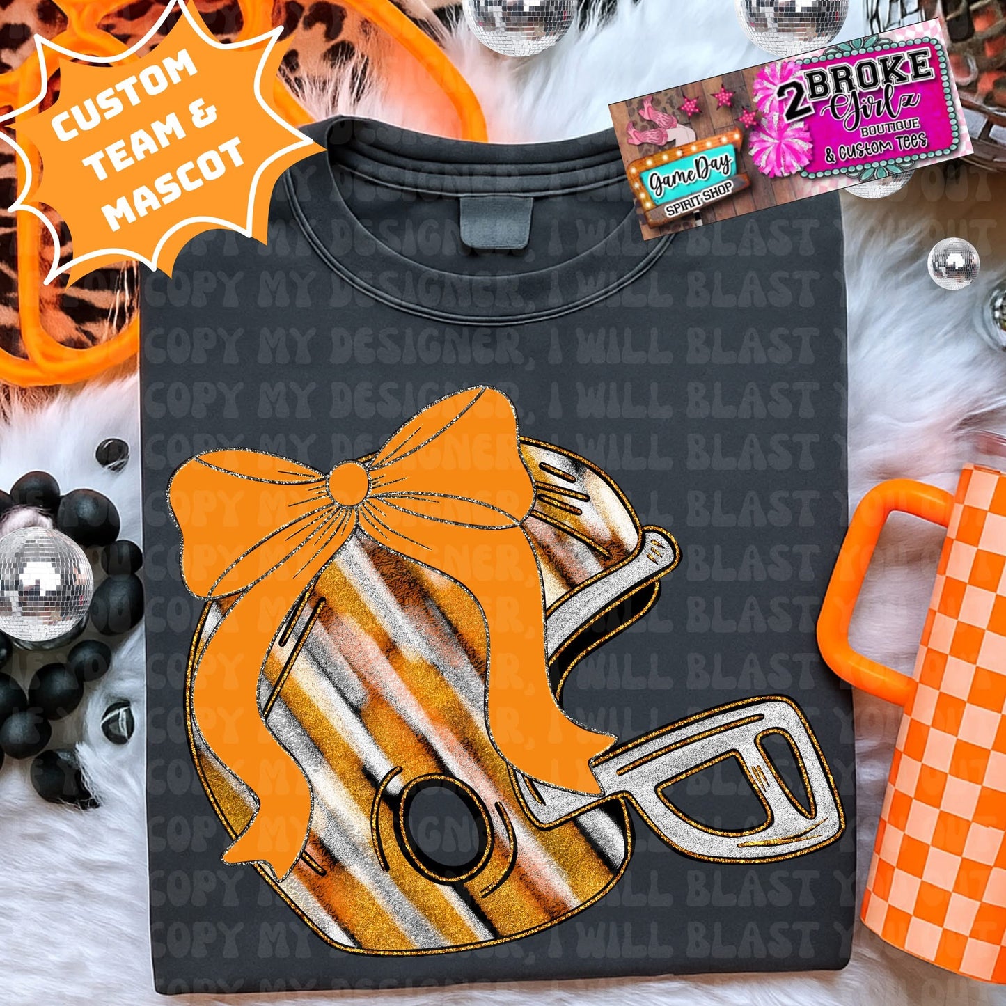 Custom Football Helmet Tee or Sweatshirt - Leave your School Colors in Notes Section at Checkout!